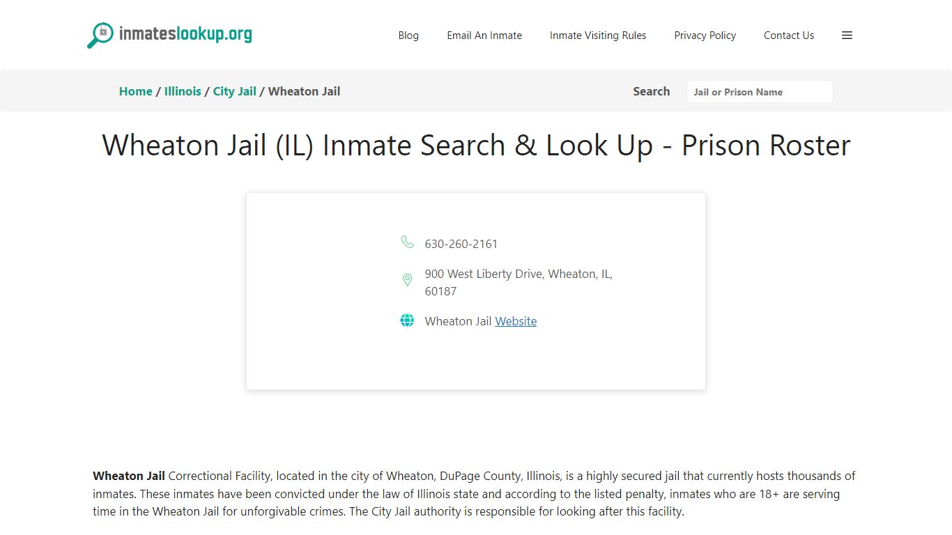 Wheaton Jail (IL) Inmate Search & Look Up - Prison Roster